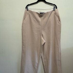 Beige Wide-Leg Pants- Elastic Waist